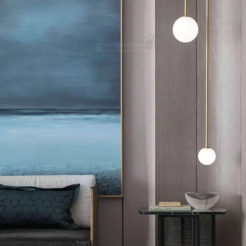 DecorBites™ Glass Ball Pendant Lights with U-Shaped Metal Rod - Nordic Modern Design