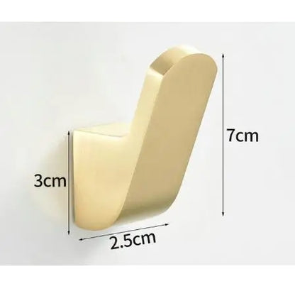 DecorBites™ Brushed Gold Stainless Steel Robe Hook Wall Mounted Bathroom Hardware Hanger