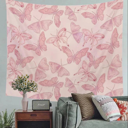 Decobites Pink Butterfly Hippie Tapestry for Bedroom and Living Room Decor