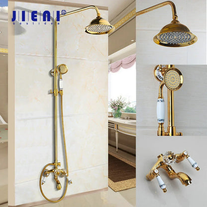 DecorBites™ Golden Polished Shower Head with High Pressure Aerator Nozzle