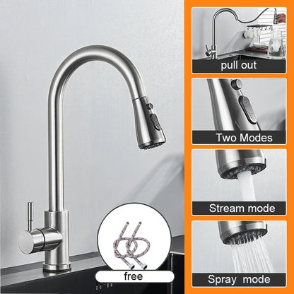 Grifo de cocina extraíble DecorBites™ negro - Grifo mezclador de cocina con rociador de chorro para montaje en cubierta