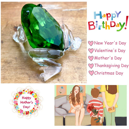 DecorBites™ Crystal Frog Figurine Collection | Glass Animal Paperweight Table Ornament & Home Decor