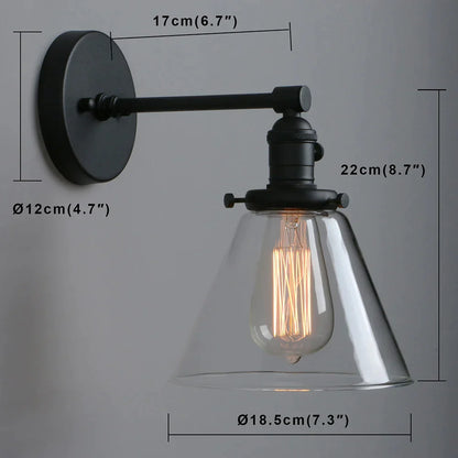 DecorBites™ Cone Canopy Wall Sconce - Single Light Industrial Wall Lamp