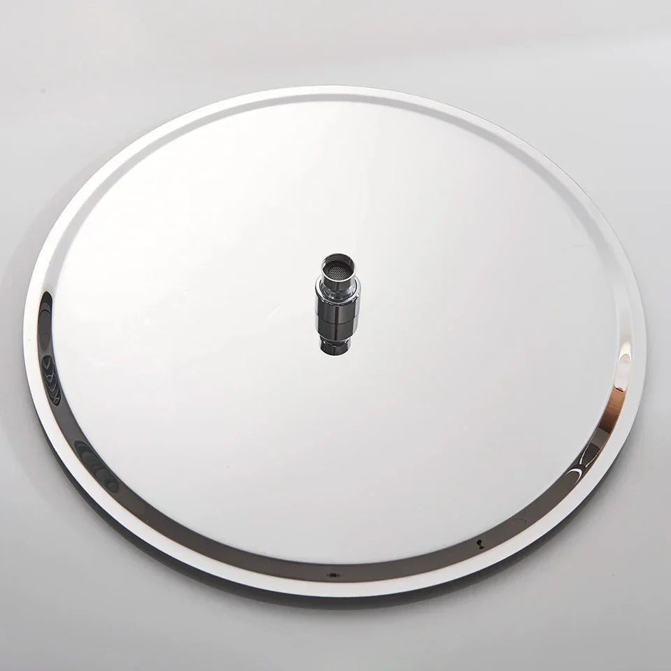 رأس دش دائري DecorBites™ مقاس 16 بوصة، مصنوع من الفولاذ المقاوم للصدأ، فائق النحافة، مطلي بالكروم