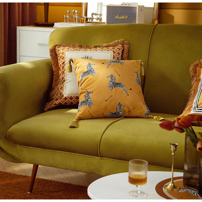 Funda de cojín DecorBites™ de lujo retro italiano con estampado de cebra, 53 x 53 cm