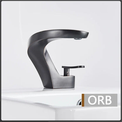 DecorBites™ Brushed Gold Basin Faucet: Modern Brass Deck Mount Bathroom Mixer Tap