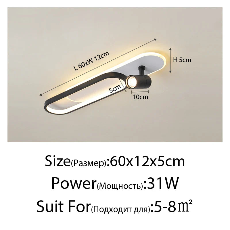 DecorBites™ Acrylic LED Chandelier with Spotlights, Black/Gold, Living Room Bedroom Lighting