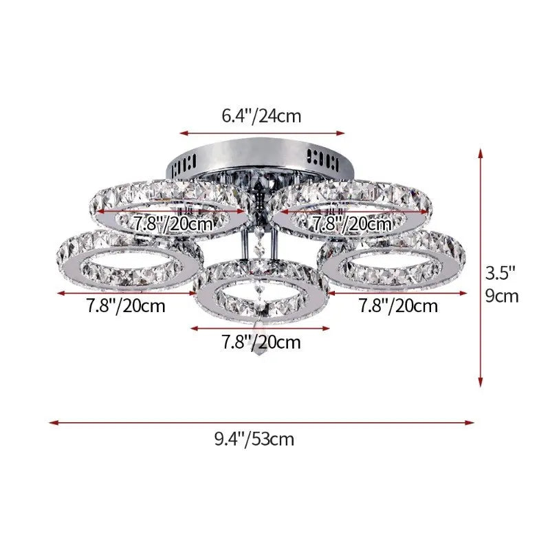 DecorBites™ Crystal Ceiling Chandelier: Modern K9 LED Smart Ring Light Fixture for Dining & Living Room