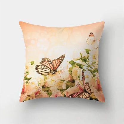 DecorBites™ Butterfly Flower Pillow Case: Colorful Animal Landscape Sofa Cushion Cover