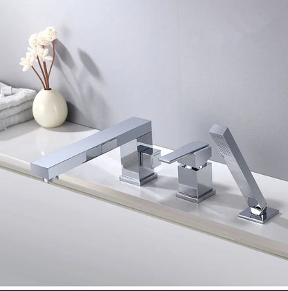 DecorBites™ Brushed Gold 3-Hole Widespread Bath and Shower Faucet with Hand Shower Head