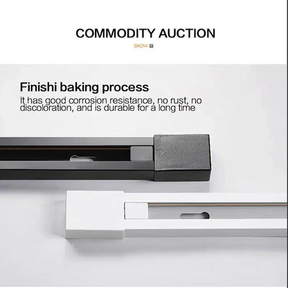 DecorBites™ 1 متر من الألومنيوم الأسود والأبيض موصل سلكي لمسار السكة الحديدية لتركيب كشاف الإضاءة