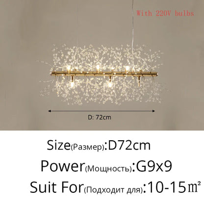 DecorBites™ Gold/Silver LED Crystal Chandelier for Home Living Dining Study Hall Bedroom