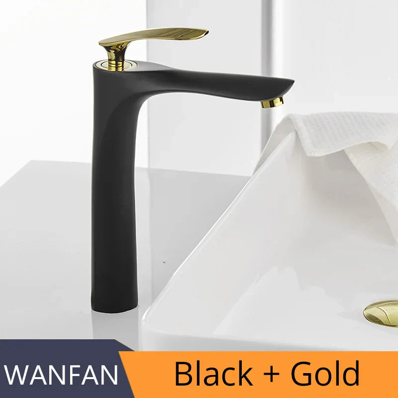 Grifo de lavabo de latón con acabado en cromo dorado Decorbites™ Mezclador de agua caliente y fría