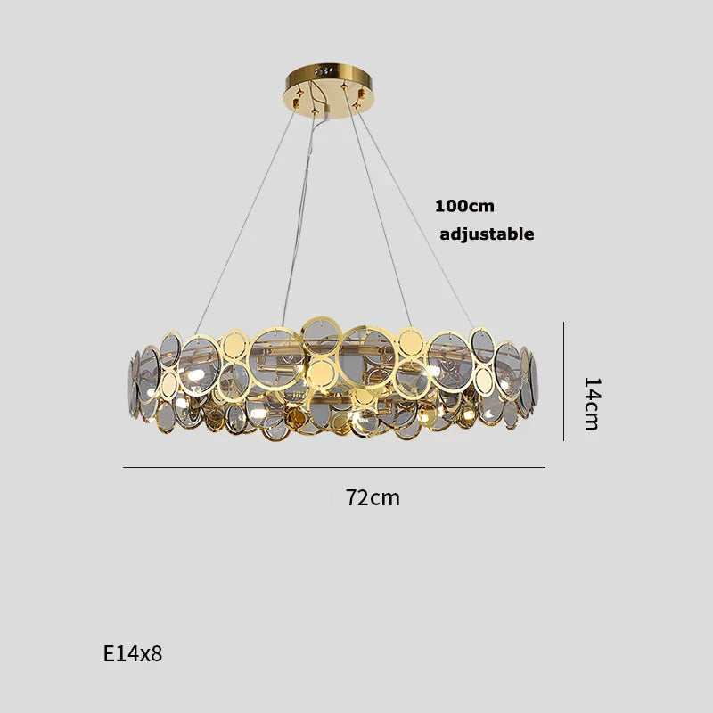 DecorBites™ Gold Iron Glass Chandelier Lighting for Dinning Room