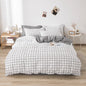 Decobites Line Block Print Bedding Set, Duvet Cover with Sheet Pillowcases, Single Double Bed