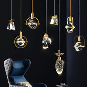 Lámpara de techo colgante de cristal dorado Decorbites™ para sala de estar y cocina estilo art déco LED