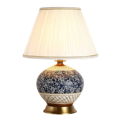 DecorBites™ Chinese Style Ceramic Copper Table Lamp for Living Room & Bedroom