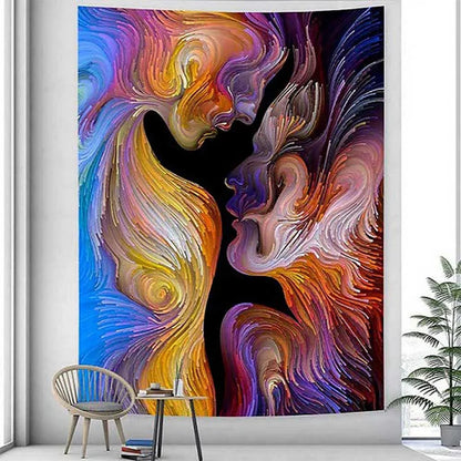 Decobites Psychedelic Abstract Couple Art Tapestry Hippie Bohemian Home Decor