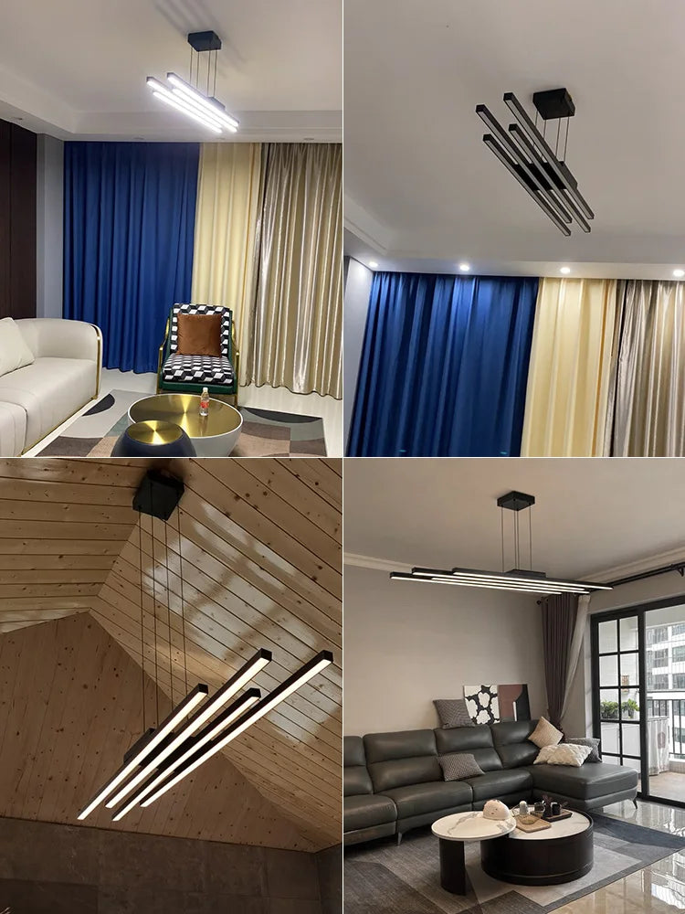 ثريا ديكوربايتس™ السوداء ذات الإضاءة LED بتصميم بسيط لغرفة المعيشة