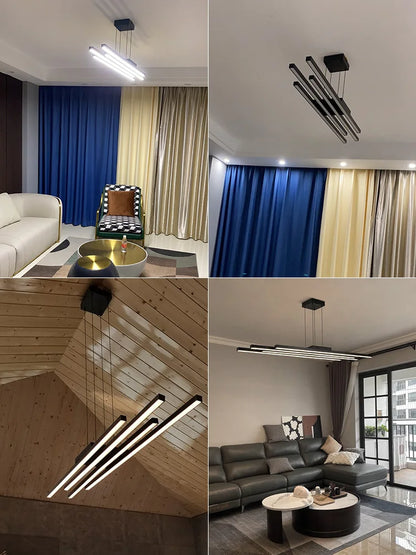 ثريا ديكوربايتس™ السوداء ذات الإضاءة LED بتصميم بسيط لغرفة المعيشة