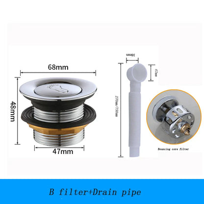 DecorBites™ Bañera de cobre con válvula de desagüe de pie y núcleo emergente para bañera, accesorios de tubería de desagüe