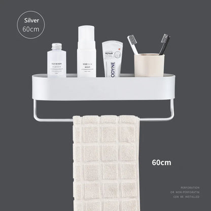 رف حمام من الألومنيوم من DecorBites™ مع قضيب مناشف لتنظيم الحمام/الدش