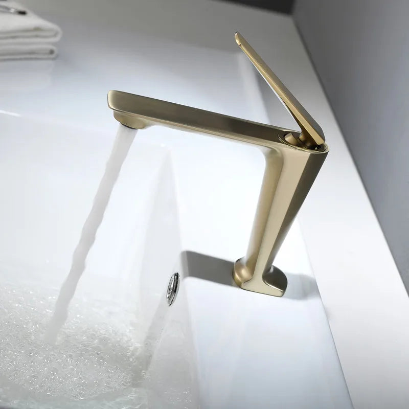 Grifo de lavabo DecorBites™ en oro cepillado - Grifo de agua fría/caliente - Mezclador de montaje sobre encimera