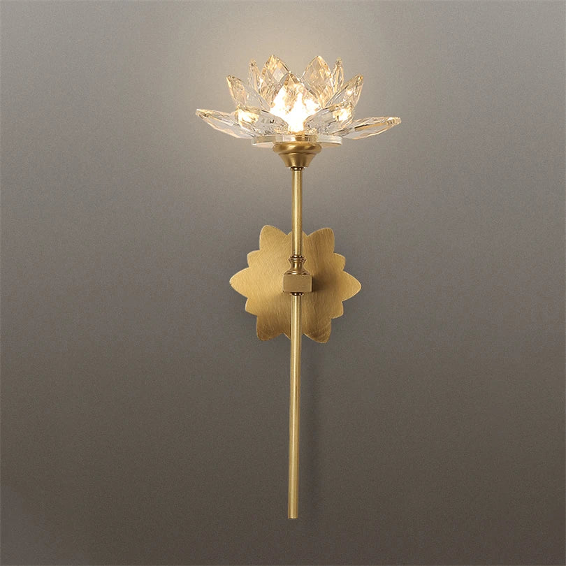 DecorBites™ Lotus LED Crystal Wall Lamp: Chinese Style Bedroom & Living Room Decor