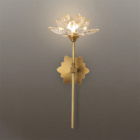 DecorBites™ Lotus LED Crystal Wall Lamp: Chinese Style Bedroom & Living Room Decor