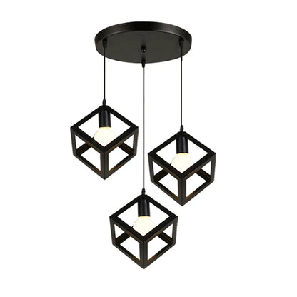 ديكوربايتس™ مصابيح معلقة على شكل مكعب هندسي، مصابيح سقف مربعة بثلاث ظلال معدنية