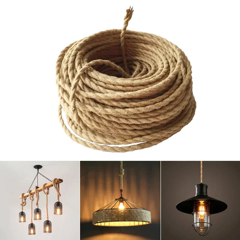 Decorbites™ 2Core Kupfer Hanf Seil Gewebtes Textil Draht Kabel - Vintage Industrielles Pendellampen Kabel