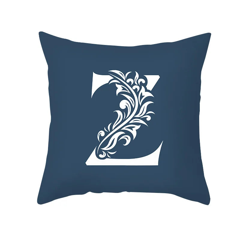 DecorBites™ Blue Letter Pillowcase Solid Color Fleece Sofa Cushion, 45x45CM