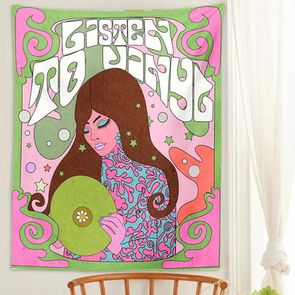 Decobites Rainbow 80s Tapestry: Psychedelic Hippie Decor for Girls' Dorm Room