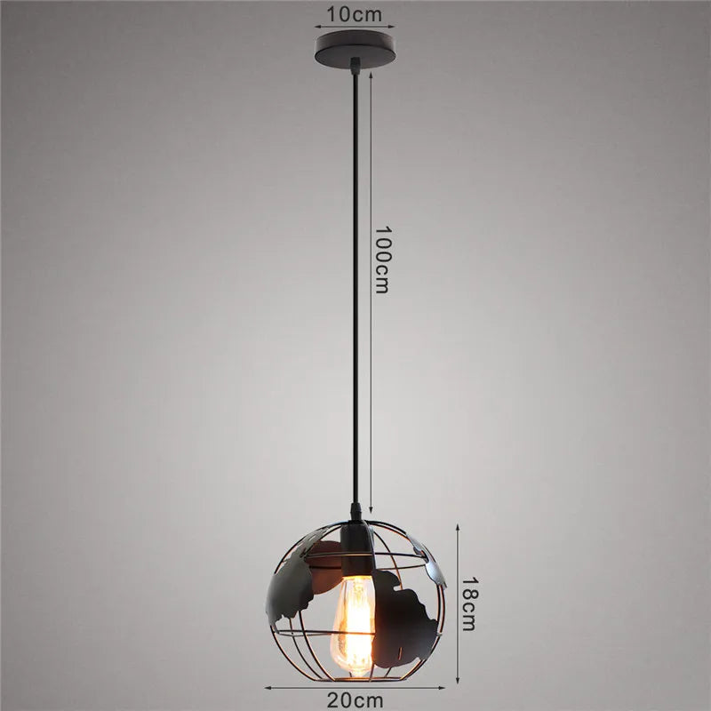 DecorBites™ Industrial Nordic Cage Pendant Light, Black Iron Retro Loft Hanging Lamp