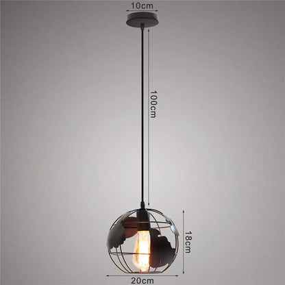 DecorBites™ Industrial Nordic Cage Pendant Light, Black Iron Retro Loft Hanging Lamp