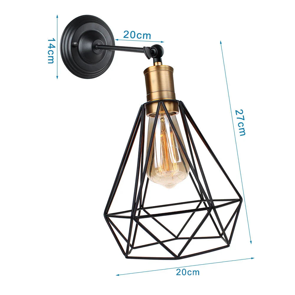 DecorBites™ Industrial Loft LED Cage Wall Light Sconce - Modern Home Lighting Fixture