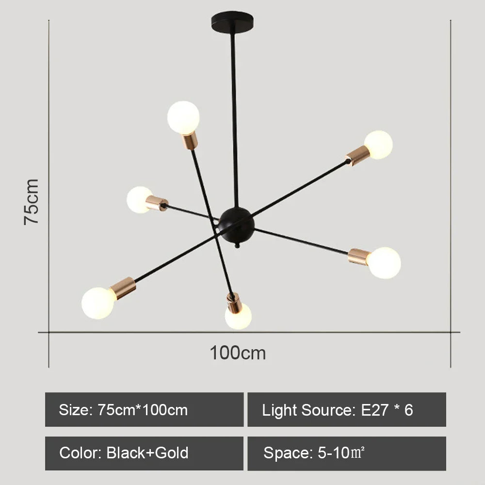 Lámpara de techo LED DecorBites™: Estilo Sputnik moderno e industrial para sala de estar y dormitorio