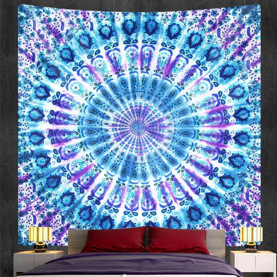 Decobites Vintage Gradient Mandala Tapestry: Hippie Bohemian Decor Sheet & Yoga Mat