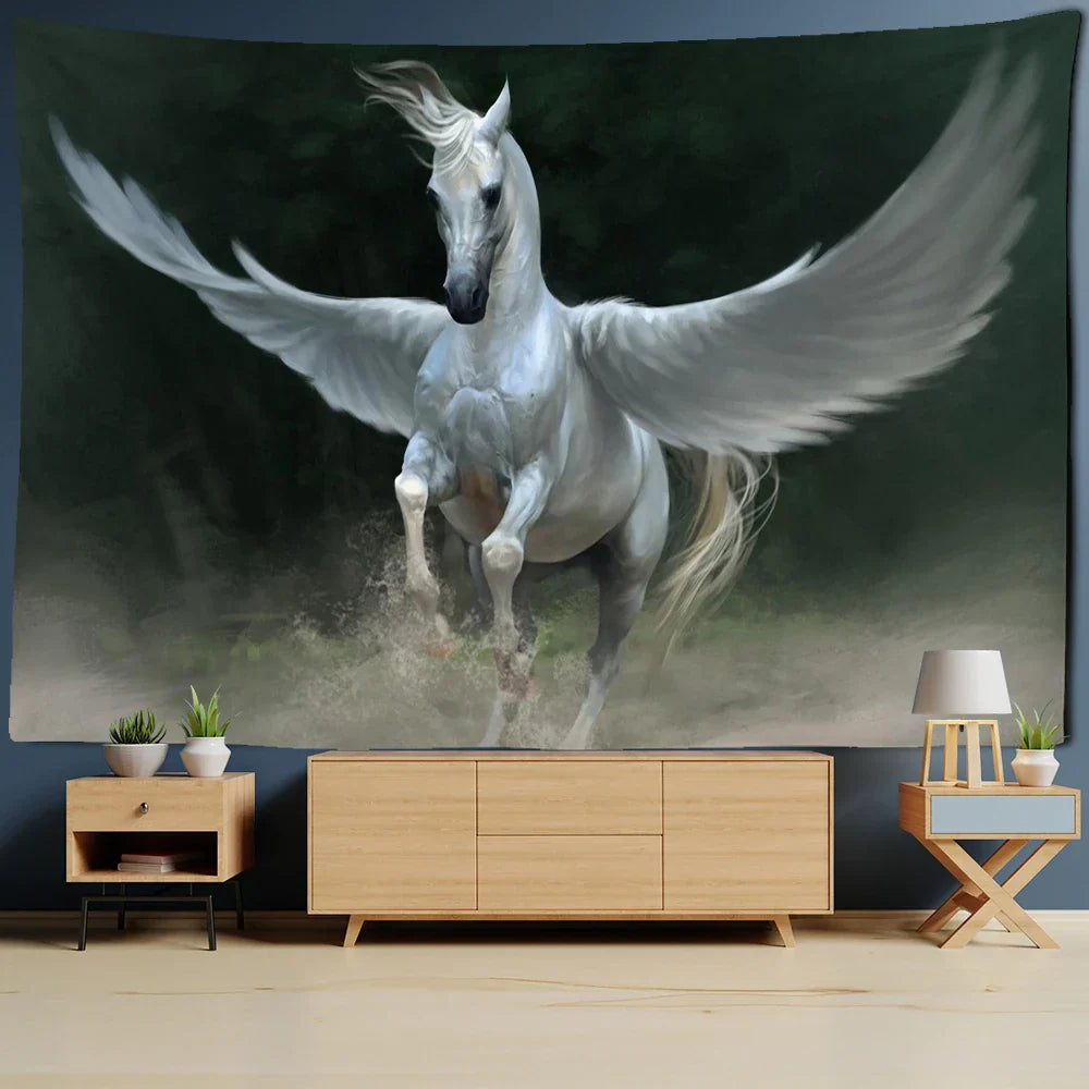 Decobites Pegasus Hippie Wall Tapestry | Flying Horse Wall Hanging for Home Decor