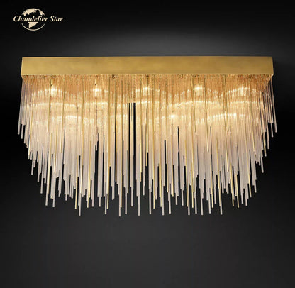 DecorBites™ Cascada Rectangular LED Chandelier for Modern Living and Dining Room