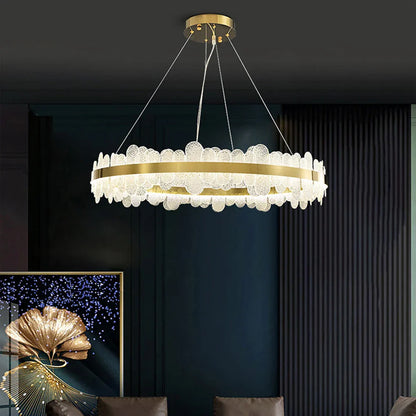 DecorBites™ Golden Stainless Steel LED Designer Chandelier for Dining Room