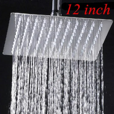 DecorBites™ 12-inch Square Rain Shower Head with Ceiling/Wall Mount in Chrome/Gold/Brushed/Black Finish