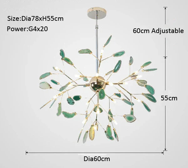 DecorBites™ Agate Branch Chandelier - Nordic Glass LED Globe for Bedroom, Kitchen, Dining Room