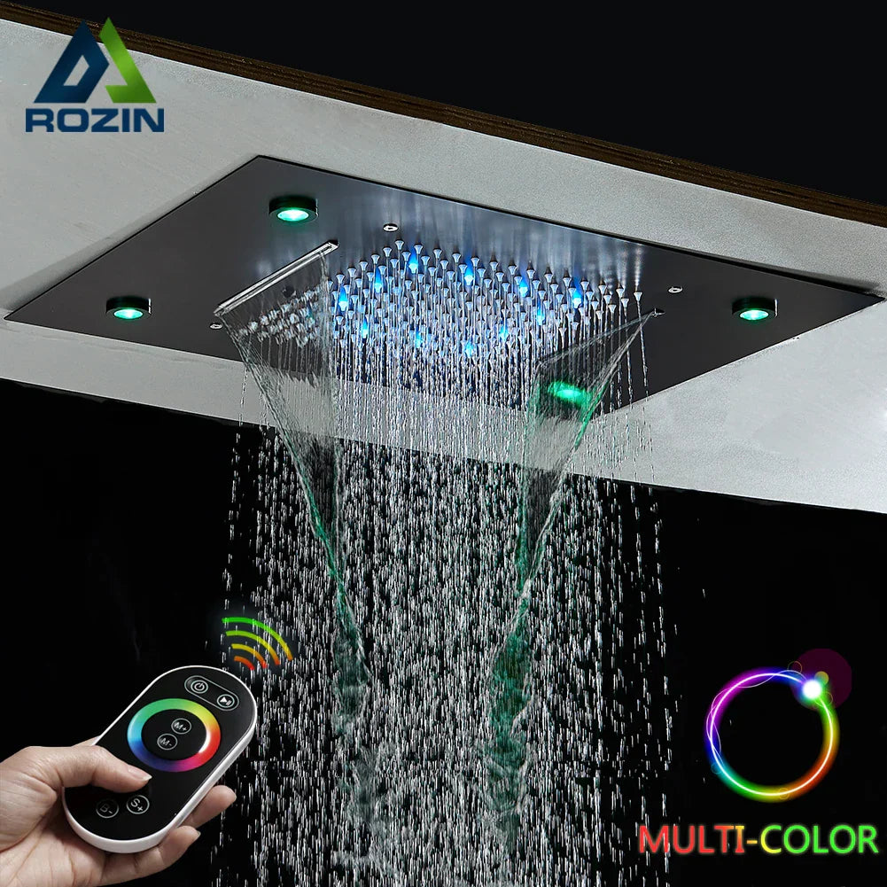 DecorBites™ LED Rainfall Shower Head Ceiling Mount Large Size for Bathroom Shower