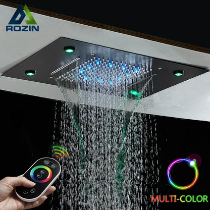 DecorBites™ LED Rainfall Shower Head Ceiling Mount Large Size for Bathroom Shower