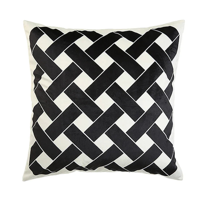 Funda de cojín DecorBites™ con estampado geométrico entrelazado en terciopelo - Decoración moderna nórdica para sofá, 50x50 cm