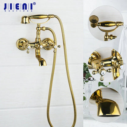 DecorBites™ Golden Double Handles Shower Faucet Mixer for Bathroom Sink and Bathtub