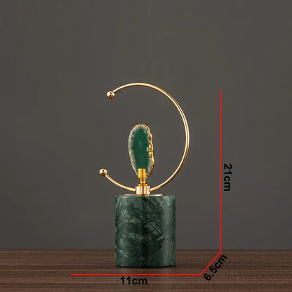 ديكوربايتس™ منحوتة فنية بقاعدة رخامية من عقيق الحرف اليدوية لخزانة الكتب في غرفة المعيشة