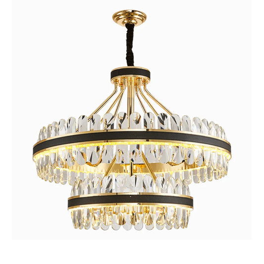 DecorBites™ Gold Stainless Steel Crystal Chandelier for Dinning Room