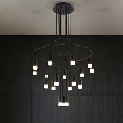 DecorBites™ Black LED Linear Chandelier for Dining Room, Lobby, and Home